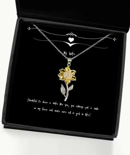 useful wife sunflower pendant necklace thankful to have a wife like you you always put a smile on my epic for wife holiday