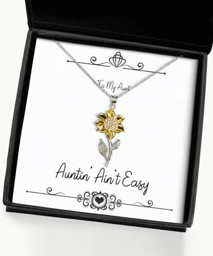 cute aunt sunflower pendant necklace auntin aint easy gifts for present from for aunt