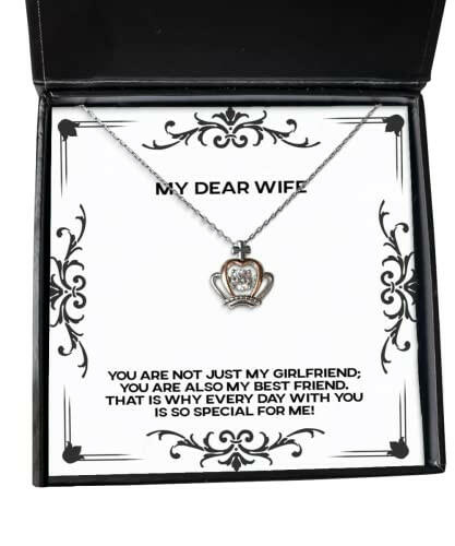 perfect wife you are not just my girlfriend you are also my best friend that is why wife crown pendant necklace from husband
