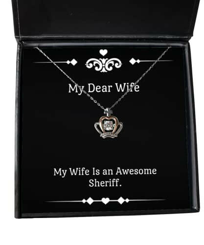 wife for my wife is an awesome sheriff unique wife crown pendant necklace jewelry from husband