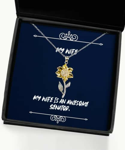 cute wife sunflower pendant necklace my wife is an awesome senator funny for valentines day