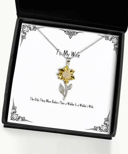 sarcastic wife sunflower pendant necklace the only thing more badass than a welder is a welders nice for wife christmas