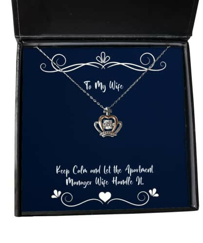 keep calm and let the apartment manager wife handle it crown pendant necklace wife jewelry nice for wife