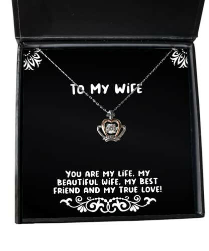 inspirational wife you are my life my beautiful wife my best friend and my true love holiday crown pendant necklace for wife