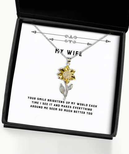 perfect wife gifts your smile brightens up my world each time i see it and makes reusable sunflower pendant necklace for wife from husband