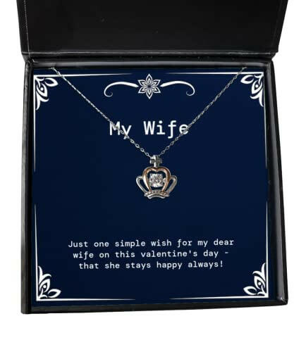special wife just one simple wish for my dear wife on this valentines day motivational holiday crown pendant necklace from wife
