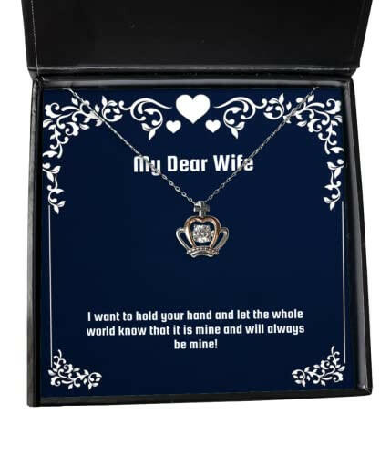 i want to hold your hand and let the whole world know that it crown pendant necklace wife present from husband inspire jewelry for wife