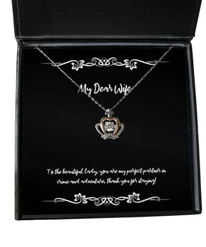 fun wife crown pendant necklace to the beautiful lady you are my perfect partner in crime present for wife useful from husband