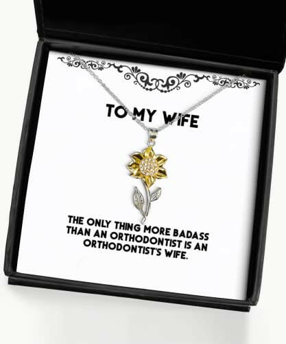 reusable wife sunflower pendant necklace the only thing more badass than an orthodontist is an present for wife love from husband