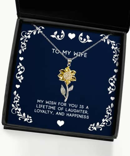my wish for you is a lifetime of laughter loyalty and sunflower pendant necklace wife present from husband reusable jewelry for wife