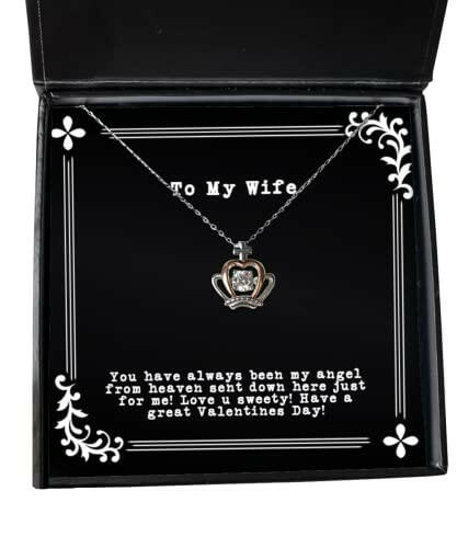 useful wife you have always been my angel from heaven sent down here just for love crown pendant necklace for wife from husband