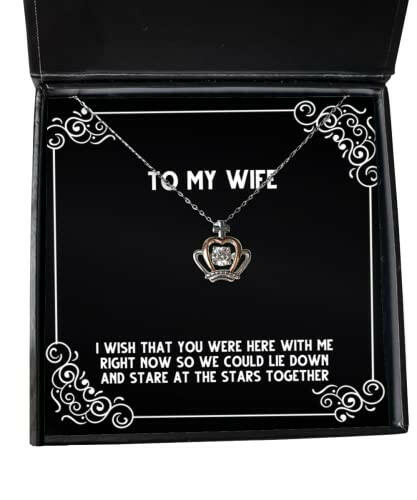 funny wife i wish that you were here with me right now so we could lie down and stare at wife crown pendant necklace from husband