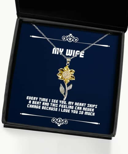 epic wife gifts every time i see you my heart skips a beat and this feeling can holiday sunflower pendant necklace for wife jewelry