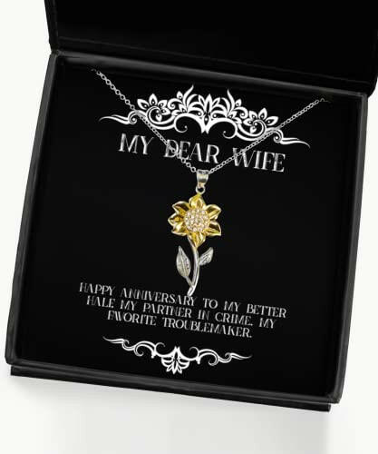 useful wife gifts happy anniversary to my better half my partner in crime my birthday sunflower pendant necklace for wife birthday present sunflower necklace gift for her gift for girlfriend