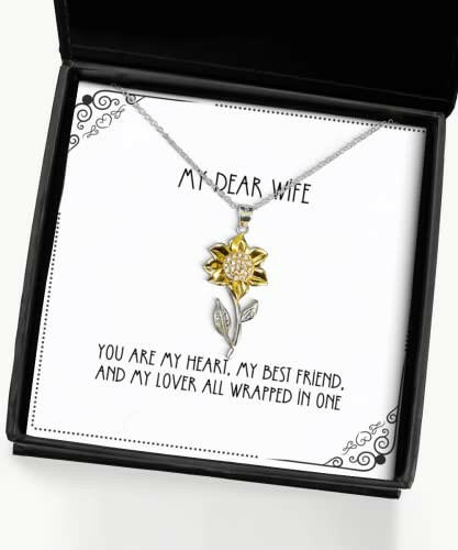 joke wife gifts you are my heart my best friend and my lover all wrapped in one holiday sunflower pendant necklace for wife jewelry