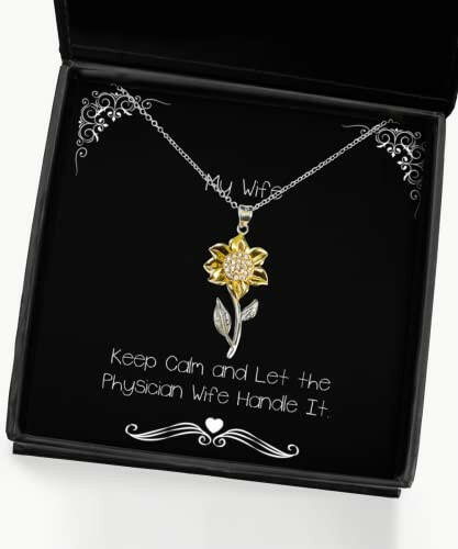 nice wife sunflower pendant necklace keep calm and let the physician wife handle it love gifts for wife