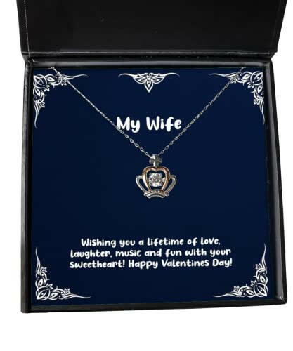 cute wife crown pendant necklace wishing you a lifetime of love laughter music and fun with your funny for wife holiday