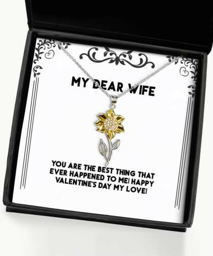 cute wife sunflower pendant necklace you are the best thing that ever happened to me happy present for wife funny from husband