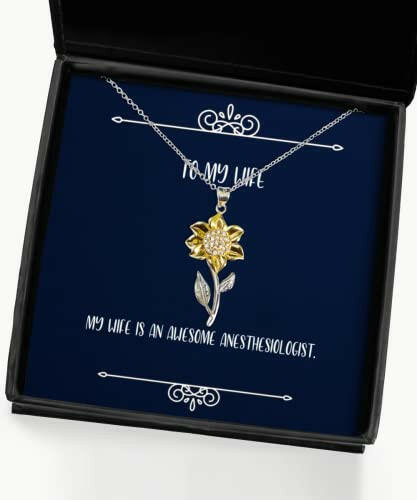 my wife is an awesome anesthesiologist sunflower pendant necklace wife present from husband nice jewelry for