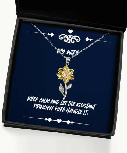 unique wife keep calm and let the assistant principal wife handle it nice sunflower pendant necklace for wife from husband