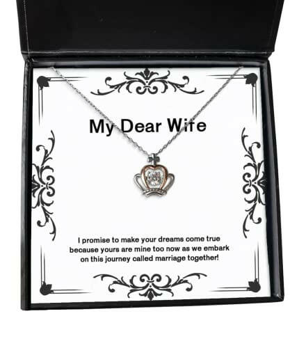 unique wife gifts i promise to make your dreams come true because yours are mine too now valentines day crown pendant necklace for wife