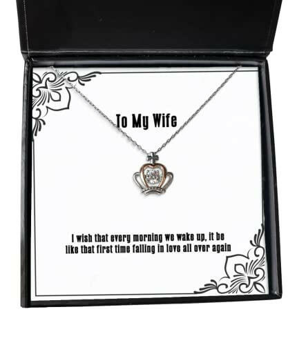 i wish that every morning we wake up it be like that first time falling wife crown pendant necklace best wife jewelry for wife