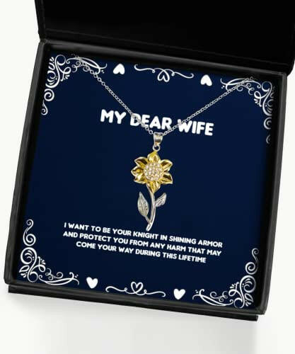 i want to be your knight in shining armor and protect you from any sunflower pendant necklace wife jewelry for wife funny gift ideas funny gifts for wife