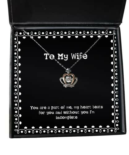 funny wife you are a part of me my heart beats for you and without you im funny holiday crown pendant necklace for wife