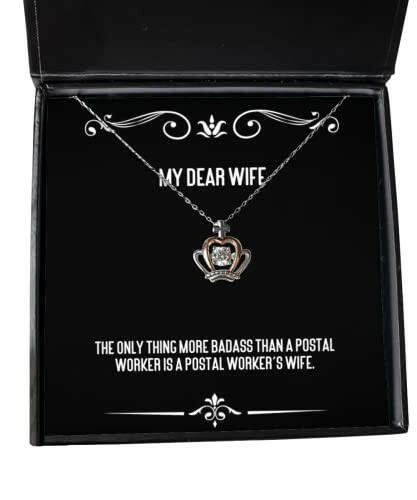 the only thing more badass than a postal worker is a postal workers wife crown pendant necklace wife jewelry inspire for wife