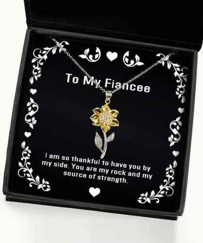 inspire fiancee gifts i am so thankful to have you by my side you are my rock and my fiancee sunflower pendant necklace from christmas hanukkah kwanzaa new years eve valentines day easter