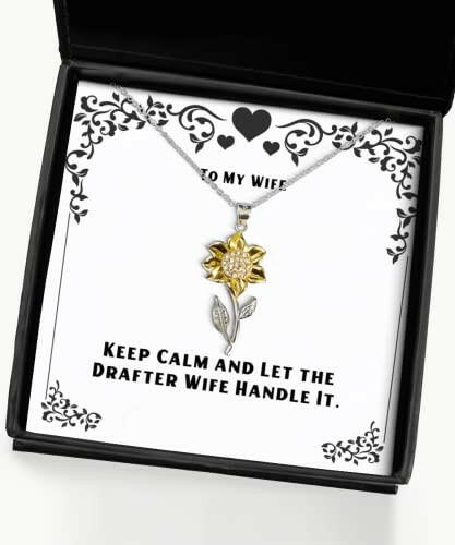 perfect wife keep calm and let the drafter wife handle it christmas sunflower pendant necklace for wife