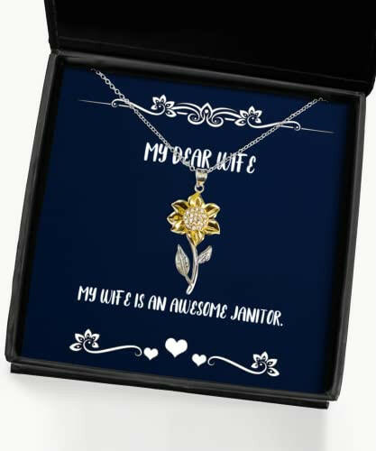 my wife is an awesome janitor sunflower pendant necklace wife jewelry unique for wife