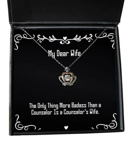 best wife gifts the only thing more badass than a counselor is a counselors wife valentines day crown pendant necklace for wife