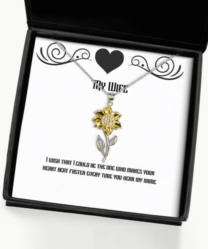 inspirational wife i wish that i could be the one who makes your heart beat unique sunflower pendant necklace for wife from husband