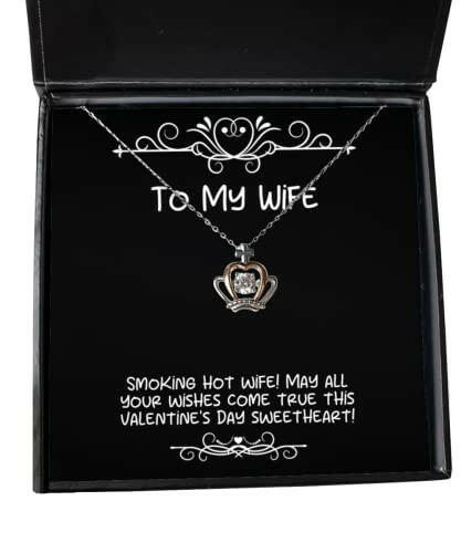 smoking hot wife may all your wishes come true this valentines wife crown pendant necklace cute wife gifts jewelry for wife