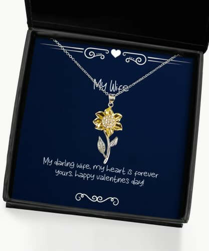 new wife sunflower pendant necklace my darling wife my heart is gifts for wife present from husband jewelry for wife hanukkah gifts kwanzaa gifts birthday gifts wedding