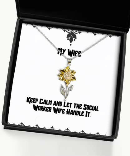 sarcasm wife gifts keep calm and let the social worker wife handle it beautiful sunflower pendant necklace for wife from husband