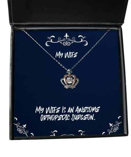 joke wife crown pendant necklace my wife is an awesome orthopedic surgeon gifts for present from husband for wife
