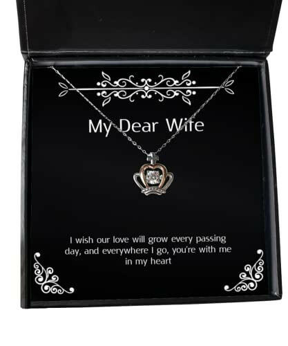 reusable wife gifts i wish our love will grow every passing day and everywhere i go wife crown pendant necklace from husband gift ideas for him gift ideas for her gift ideas for kids gift