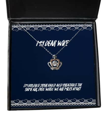 wife for wife im holding your hand and breathing the same air even when reusable wife crown pendant necklace jewelry from husband