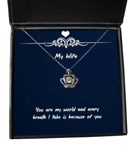 cool wife you are my world and every breath i take is because of you wife crown pendant necklace from husband