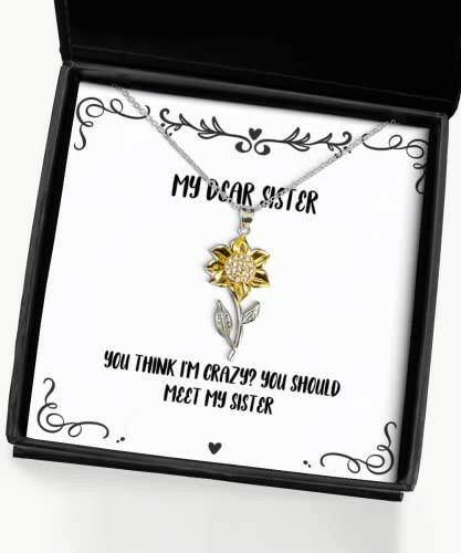 you think im crazy you should meet my sister sister sunflower pendant necklace useful sister gifts for big sister