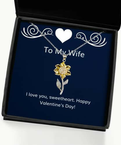 cute wife sunflower pendant necklace i love you sweetheart happy valentines day funny gifts for wife