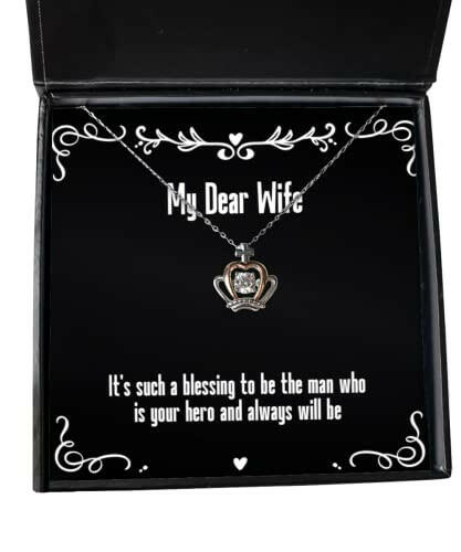wife for wife its such a blessing to be the man who is your hero and always gag wife crown pendant necklace jewelry from husband