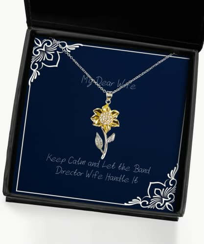 funny wife gifts keep calm and let the band director wife handle it christmas sunflower pendant necklace for wife