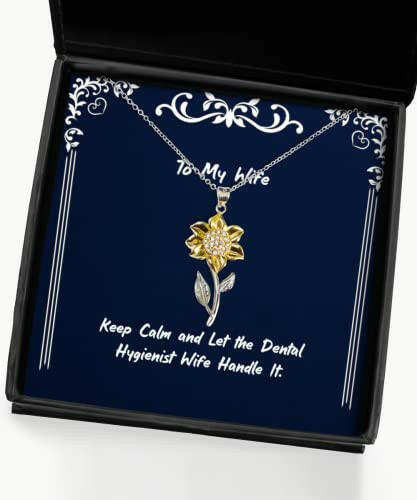 inspire wife keep calm and let the dental hygienist wife handle it inspirational sunflower pendant necklace for wife from husband