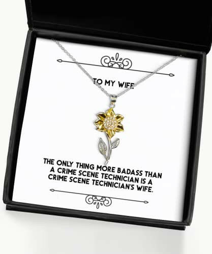 joke wife the only thing more badass than a crime scene technician is a fancy sunflower pendant necklace for wife from husband