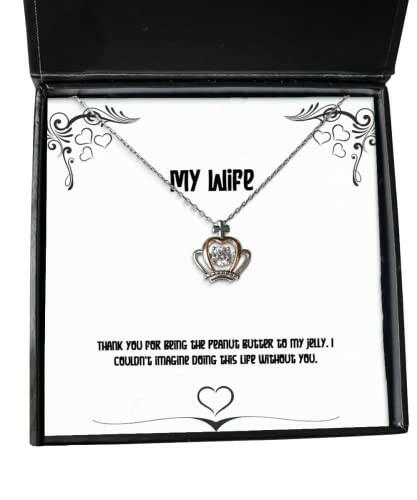 thank you for being the peanut butter to my jelly i crown pendant necklace wife present from husband best jewelry for wife gift ideas for husband best gifts for husband unique gifts for