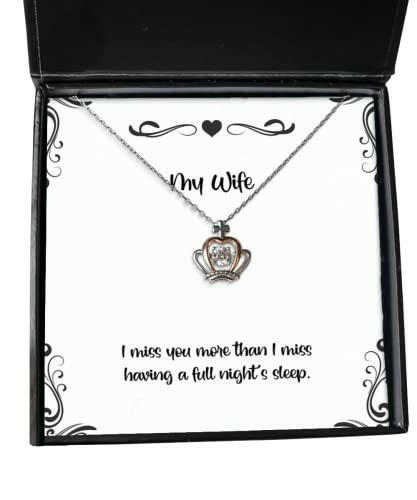 cute wife crown pendant necklace i miss you more than i miss having a full nights sleep fancy gifts for wife birthday gifts wedding for her jewelry
