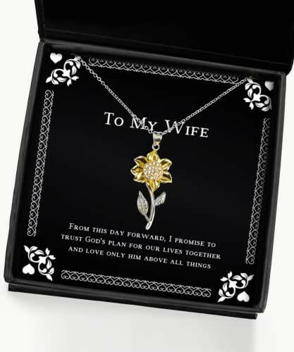 from this day forward i promise to trust gods plan for our sunflower pendant necklace wife jewelry for wife christmas hanukkah kwanzaa new years eve valentines day easter